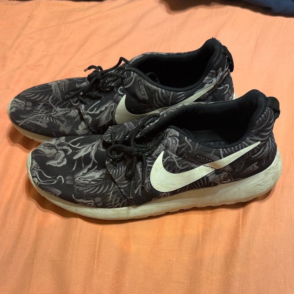 Nike Black and White Floral Sneakers